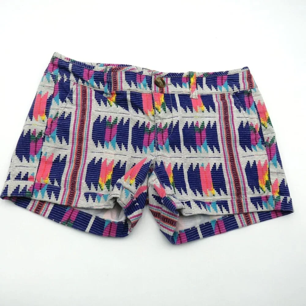 American Eagle Shorts Womens Size 0‎ Stretch Midi Shorts Aztec Print Short Booty